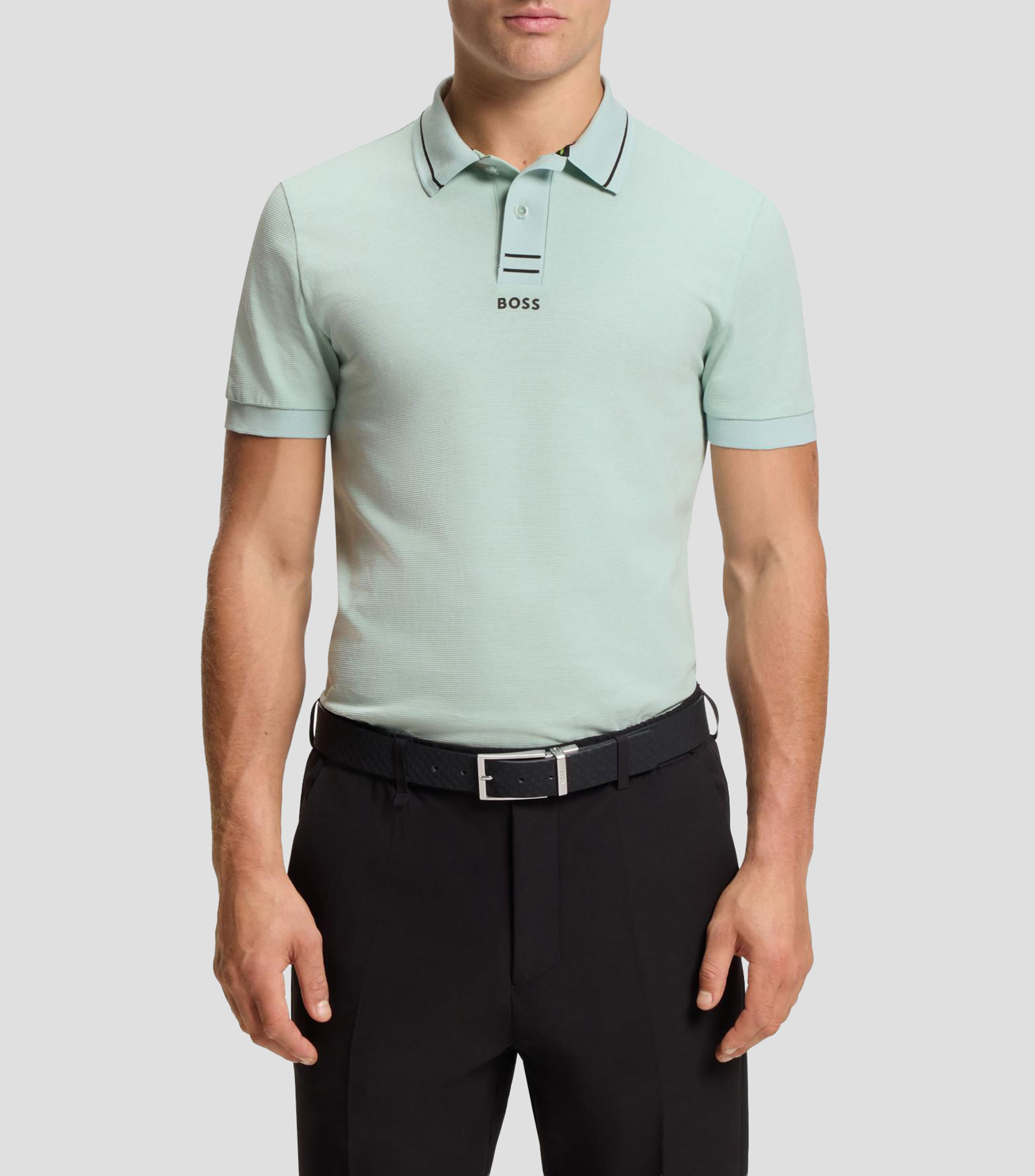 Polo slim de piqué de algodón Hombre